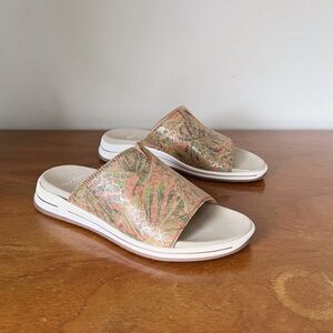 Ara • Onella Sport Slide mule sandals slip on leather comfort palm leaf print